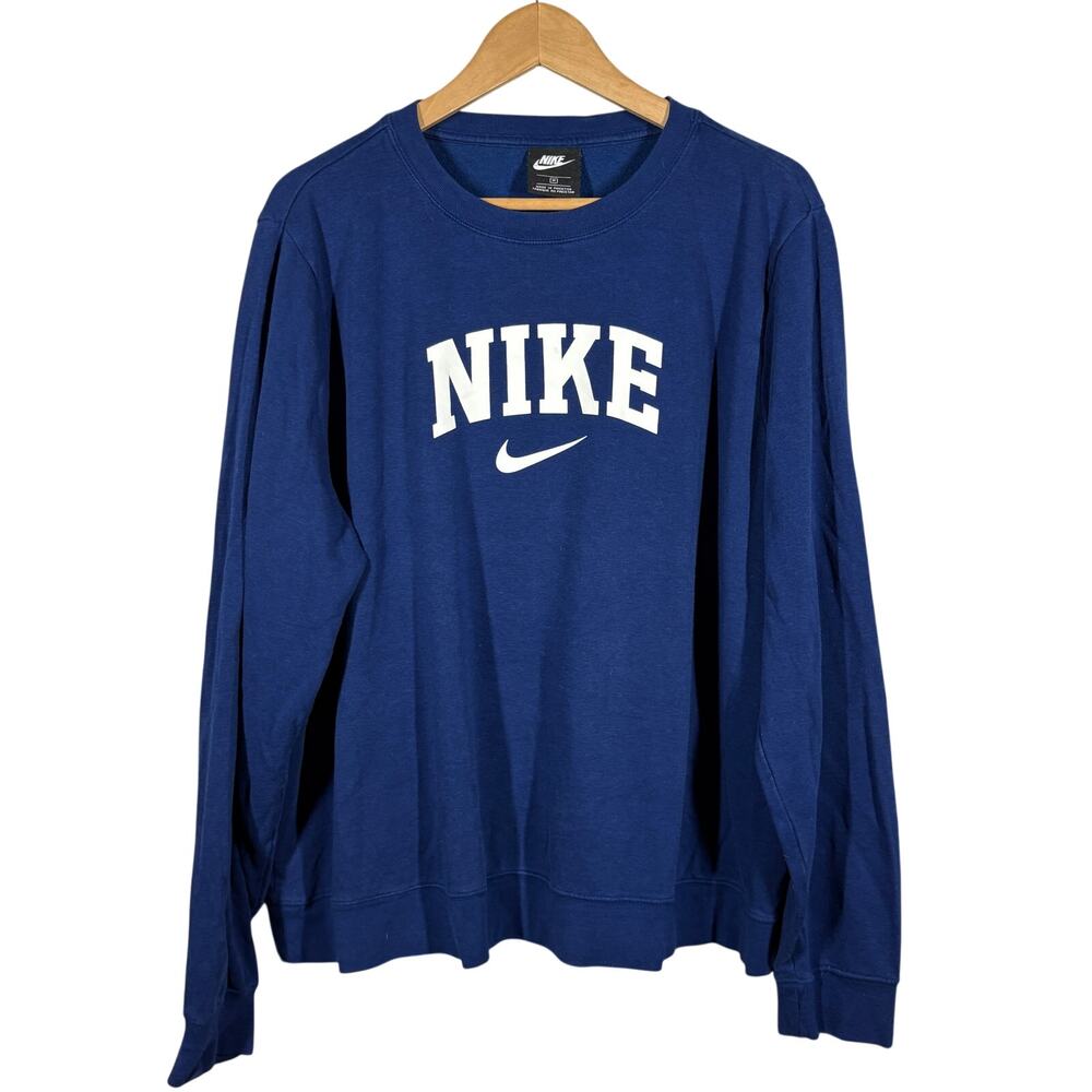 Nike 2006 Vintage Tee Long Sleeve Navy Blue Spellout Streetwear Athleisure - 1X